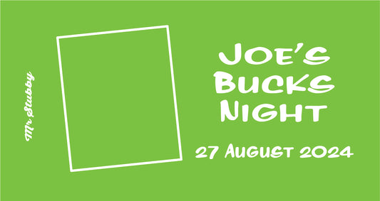 Stubby holder Night with a green background and white text.