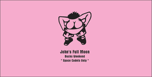 Black cartoon character on a pink background with text