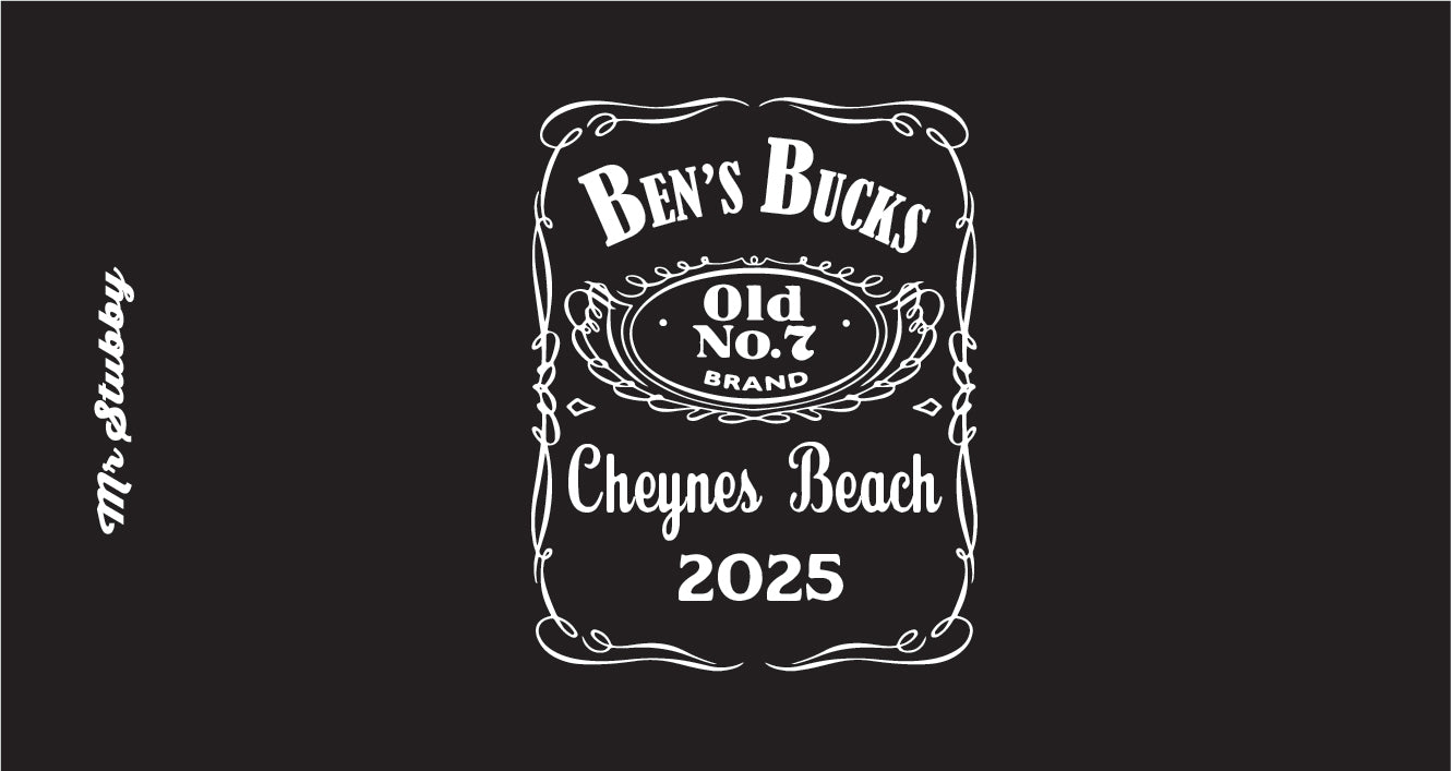 Black and white graphic with 'Ben's Bucks' branding on a black background
