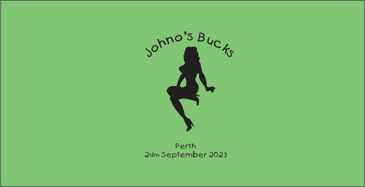 Silhouette of a person on a green background with 'Johnno's Bucks' text
